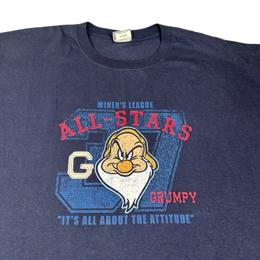 Vintage Disney Store T Shirt Mens Size 2XL All Stars Go Grumpy Blue Cotton